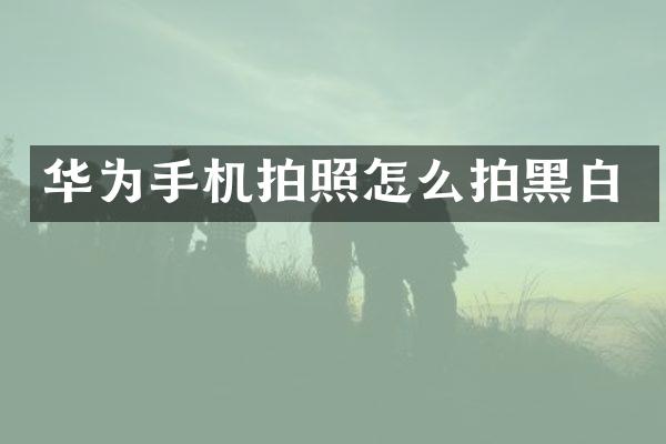 华为手机拍照怎么拍黑白