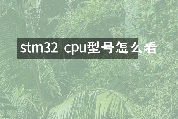 stm32 cpu型号怎么看