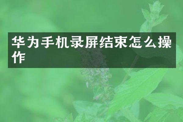 华为手机录屏结束怎么操作