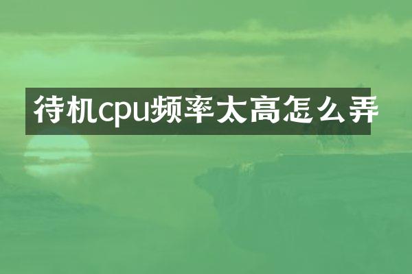 待机cpu频率太高怎么弄
