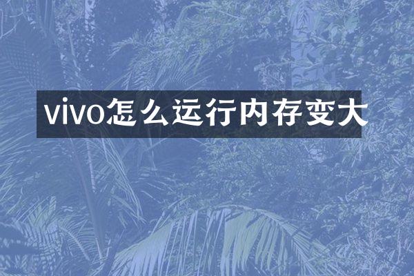 vivo怎么运行内存变大
