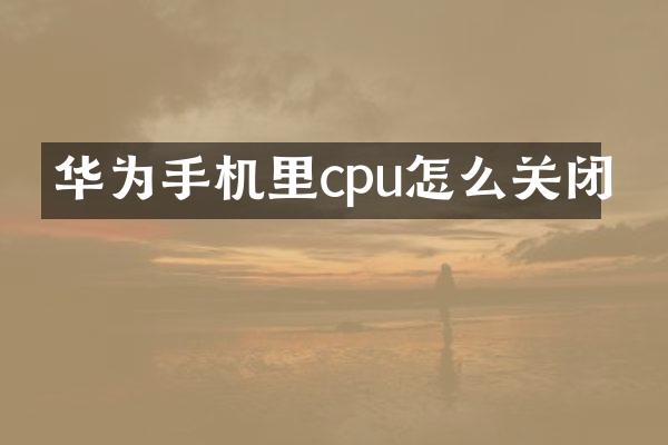 华为手机里cpu怎么关闭