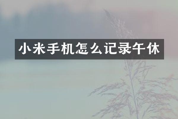 小米手机怎么记录午休
