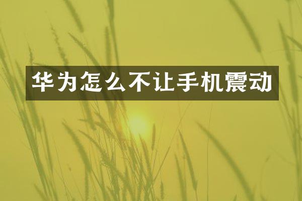 华为怎么不让手机震动