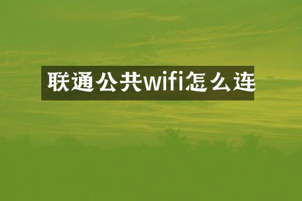 联通公共wifi怎么连