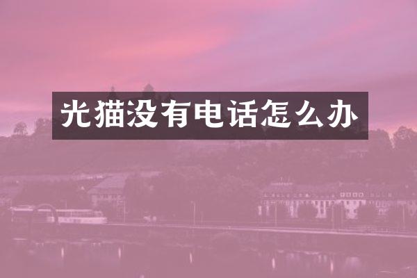 光猫没有电话怎么办