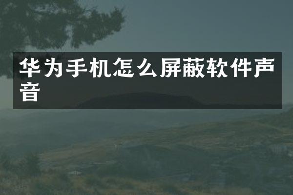 华为手机怎么屏蔽软件声音