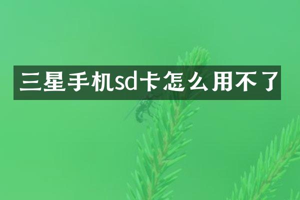 三星手机sd卡怎么用不了