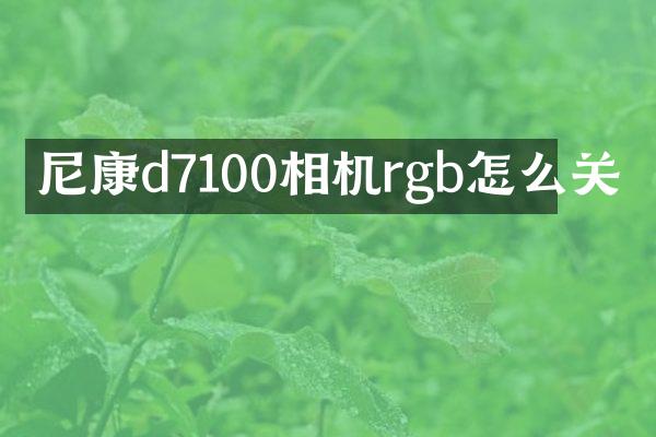 尼康d7100相机rgb怎么关