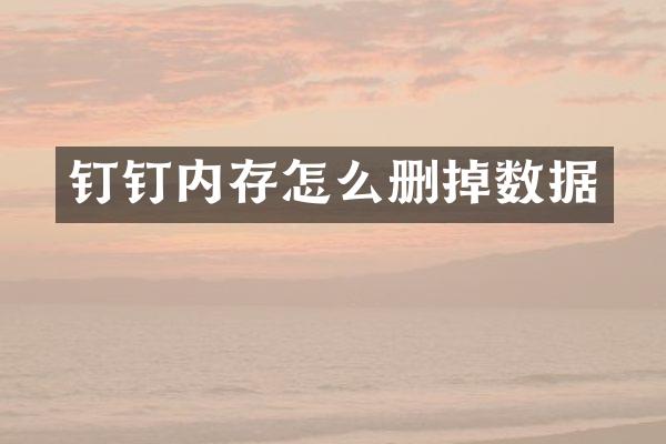 钉钉内存怎么删掉数据