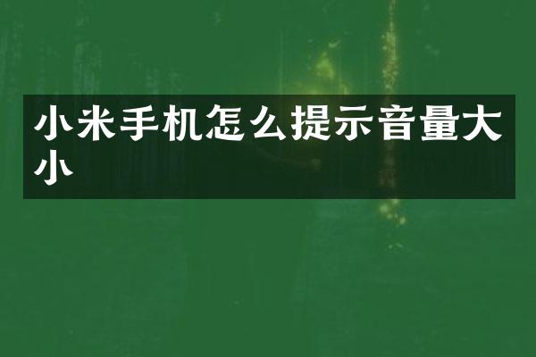 小米手机怎么提示音量大小