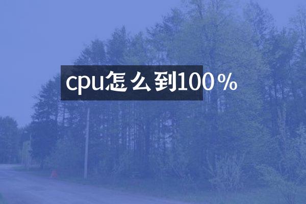 cpu怎么到100%