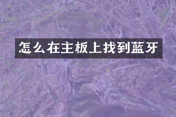 怎么在主板上找到蓝牙
