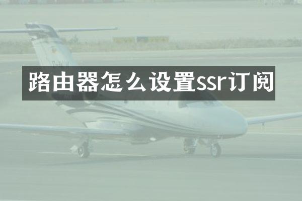 路由器怎么设置ssr订阅
