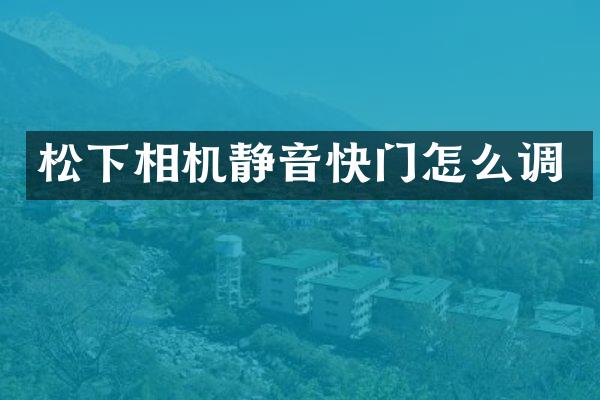 松下相机静音快门怎么调