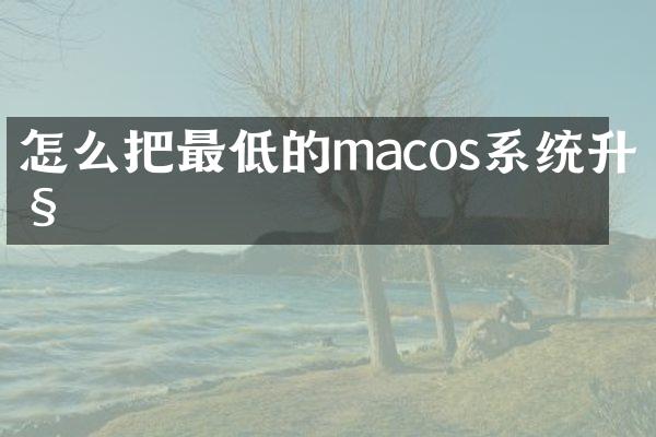 怎么把最低的macos系统升级