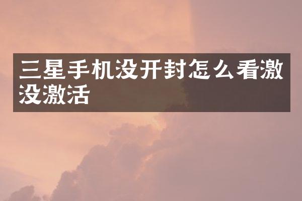 三星手机没开封怎么看激没激活