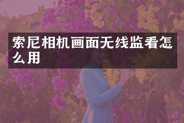 索尼相机画面无线监看怎么用