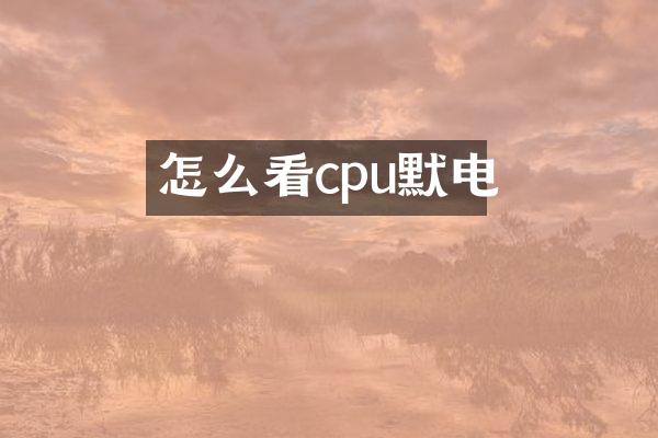 怎么看cpu默电