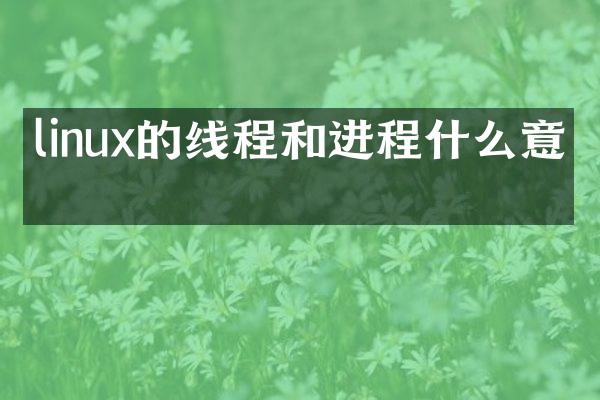linux的线程和进程什么意思