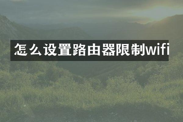 怎么设置路由器限制wifi
