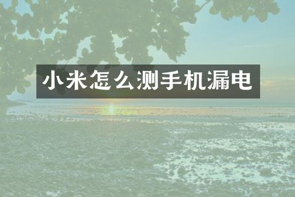 小米怎么测手机漏电