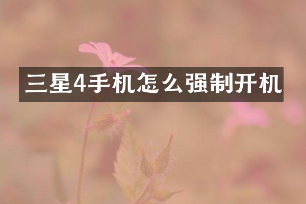 三星4手机怎么强制开机