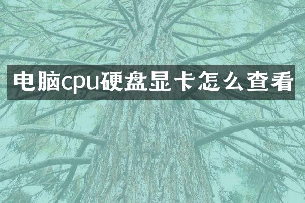 电脑cpu硬盘显卡怎么查看