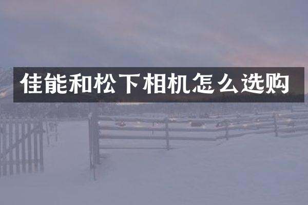 佳能和松下相机怎么选购