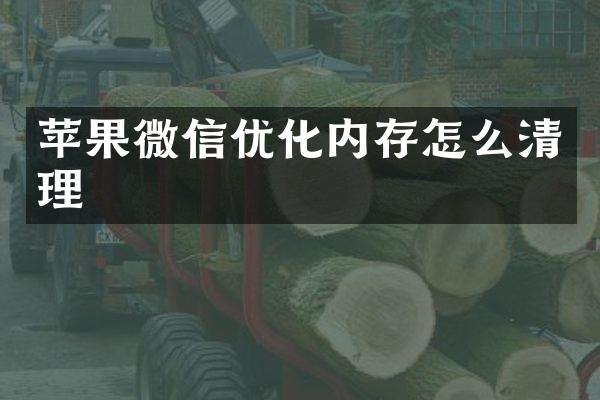 苹果微信优化内存怎么清理