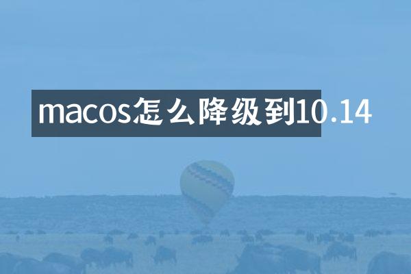 macos怎么降级到10.14