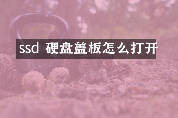 ssd 硬盘盖板怎么打开