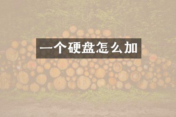 一个硬盘怎么加