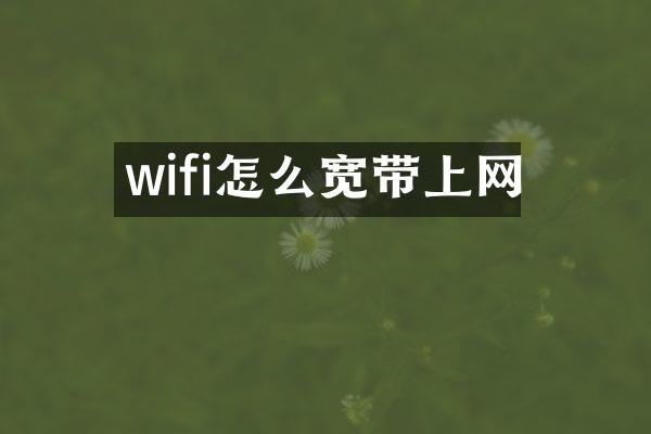 wifi怎么宽带上网