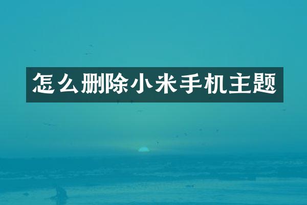 怎么删除小米手机主题