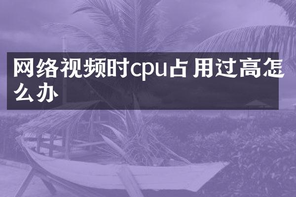网络视频时cpu占用过高怎么办