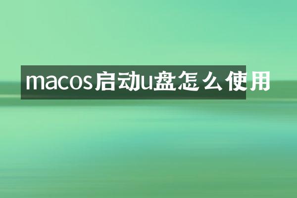 macos启动u盘怎么使用
