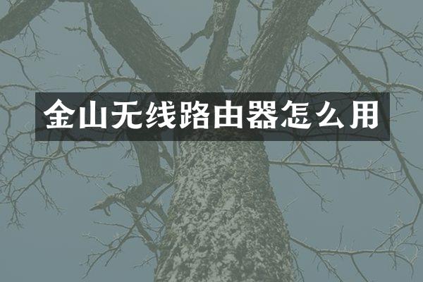 金山无线路由器怎么用