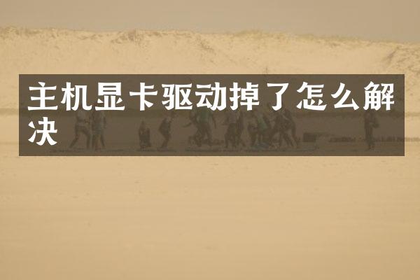 主机显卡驱动掉了怎么解决