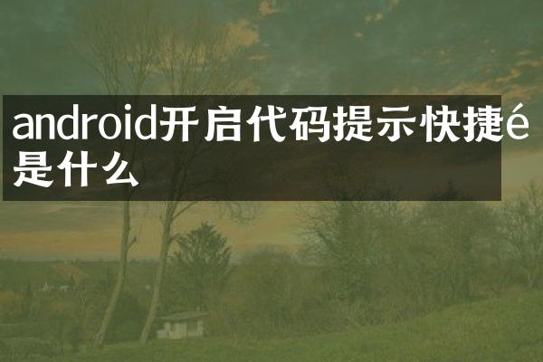 android开启代码提示快捷键是什么