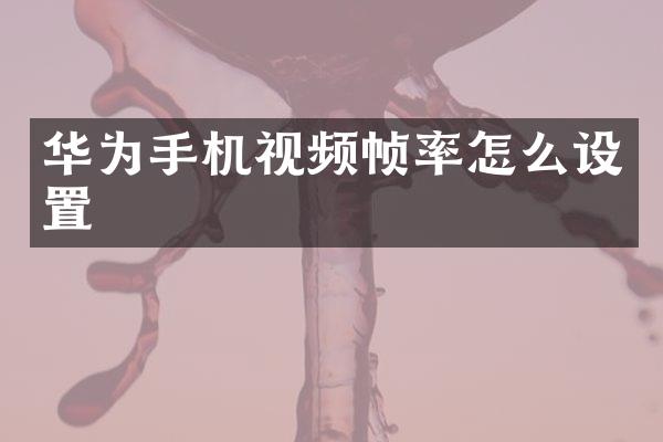 华为手机视频帧率怎么设置