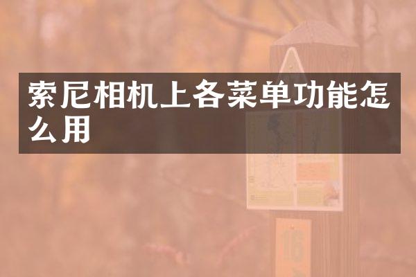 索尼相机上各菜单功能怎么用