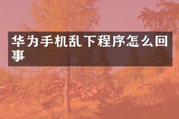 华为手机乱下程序怎么回事