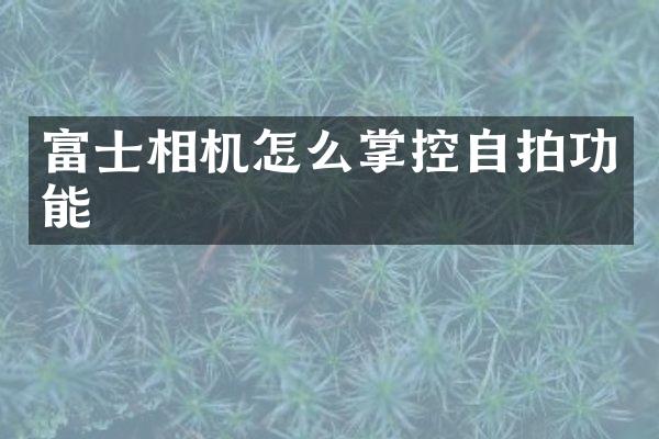 富士相机怎么掌控功能