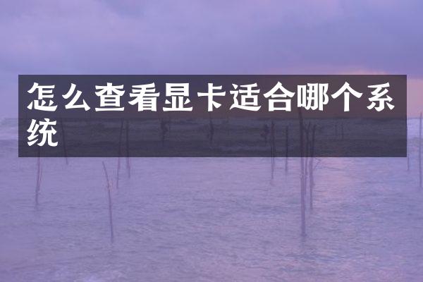 怎么查看显卡适合哪个系统