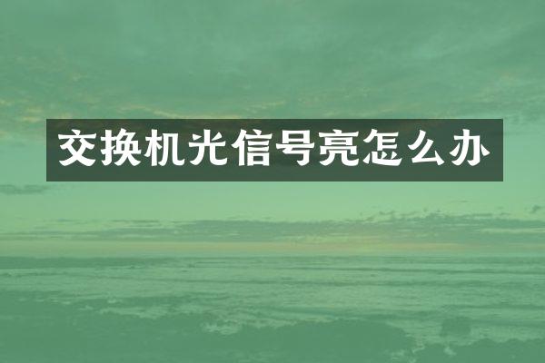 交换机光信号亮怎么办