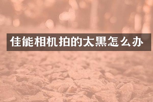 佳能相机拍的太黑怎么办