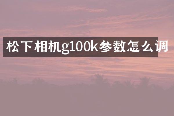 松下相机g100k参数怎么调