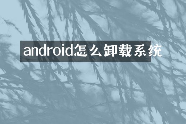 android怎么卸载系统