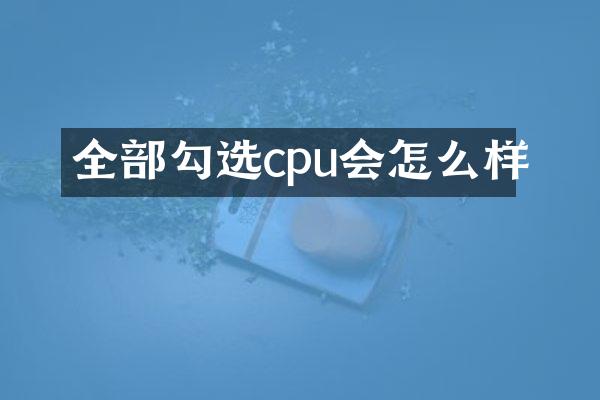 全部勾选cpu会怎么样
